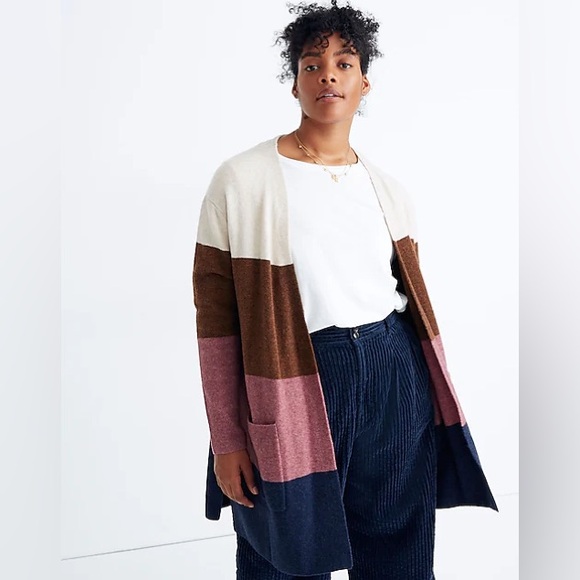 Madewell Wool And Alpaca Blend Color block Duster Cardigan - Picture 4 of 11